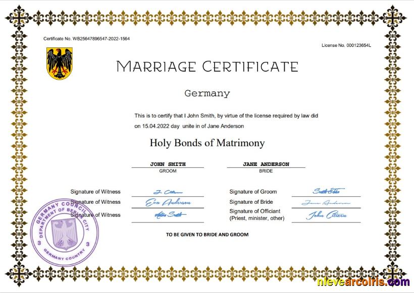 Germany marriage certificate